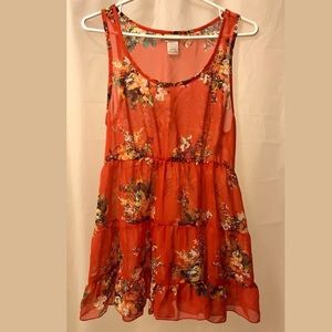 Daytrip from Buckle peplum tank top sheer floral
